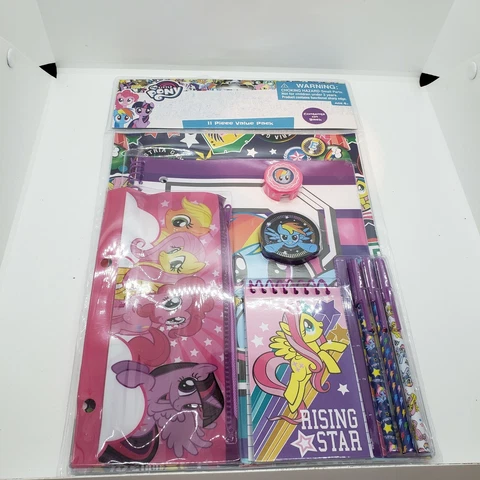 My Little Pony School Supplies Stationary 11-pc Value Pack Notebook Pens Folder+ Cover