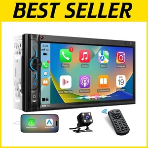 Double Din Bluetooth Car Stereo: 7” Touchscreen with Audio & Video Connectivity - Picture 1 of 9