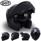 Motorcycle Dual Visor Flip up Modular Full Face Helmets DOT Approved M L XL XXL