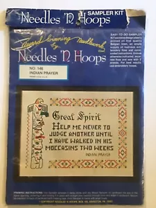 Kit de muestreo de oración indio Needles 'N Hoops Sampler Kit de lino estampado Tótem Poste - Imagen 1 de 3