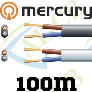 Mercury 2 core oval mains PVC, 2 x 16/0.2mm, 3A, Black White 100m Power Cable - Picture 1 of 1