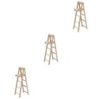 3pcs Miniature Wooden Ladder Dollhouse Step Ladder Mini Wood Doll House Ladder