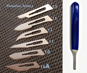 5 Skalpellklingen Top Qualität mit Skalpell Griff (Auswahl 10,10A,11,12,13,15)- - Bild 1 von 9