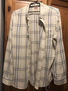 Vintage Men’s Levi’s Cotton XL Checked Shirt In Cream, Yellow And Blue - Picture 1 of 5