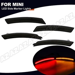 4PCS/Set For Mini Cooper 2007-13/14 Smoked Amber/Red Full LED Side Marker Lights - Picture 1 of 11