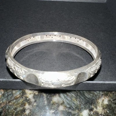Old Hand Etched Germany Silver Berber Bangle good condition  - Image 1 of 4