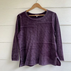 Blusa Top Habitat Púrpura Tejida Mediana Lagenlook Manga 3/4 Cuello Redondo Algodón - Imagen 1 de 10