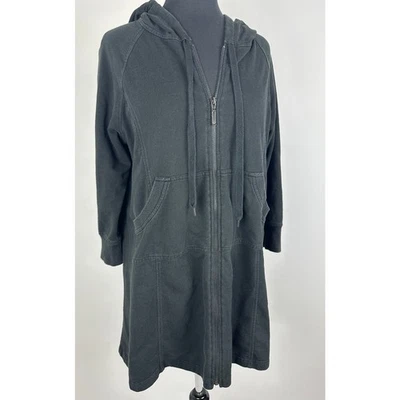 Norma Kamali Talla Grande Negro Sudadera con Capucha Mini Vestido Cremallera Elegante Moda  Foto 1 de 4