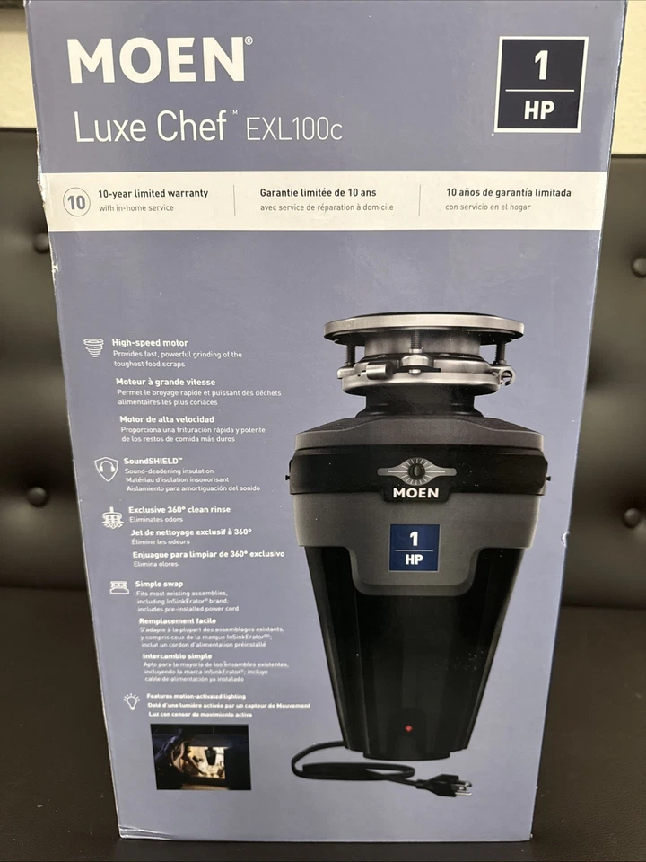Moen EXL100C 1HP Continuous Feed Garbage Disposal with Cabinet Light