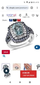 Premium Mangoro Aquamarine Natural White Zircon Tanzanite Cocktail Ring 3.65 ctw - Picture 1 of 16