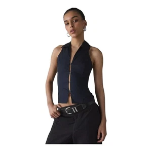 Urban outfitters top womens size small black party girl button down sleeveless  - Picture 1 of 5