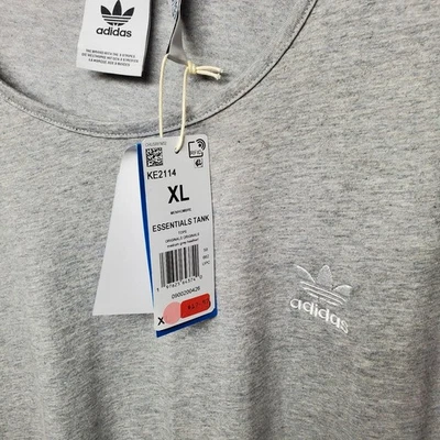 NOVA Regata Adidas Trefoil Masculina Tamanho XL Sem Mangas Essentials Logotipo Cinza - Imagem 1 de 4