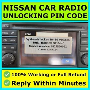 ✅NISSAN RADIO CODE Qashqai Juke Micra Almera Note Navara WITHIN MINUTES FAST✅ - Picture 1 of 8