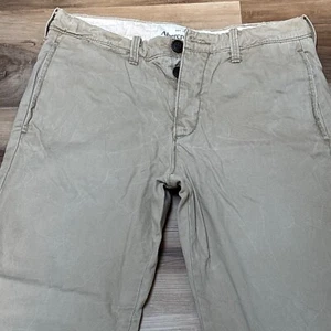 Abercrombie & Fitch Pants Mens 30 x 30 Khaki Cotton Officer Chino Button Fly - Picture 1 of 9