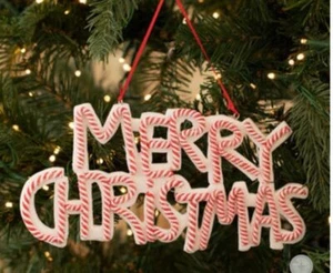 Pfefferminz Zuckerstange Frohe Weihnachten Schild Baumschmuck 8 Zoll Candyland Dekor rot - Bild 1 von 10
