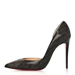 CHRISTIAN LOUBOUTIN Galupump Patent Black Gold Laser Cut d'Orsay Pumps 35.5 5.5 - Picture 1 of 10