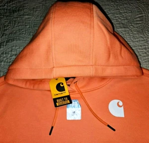 NEW CARHARTT, WOMENS PLUS SIZE 3X, ELECTRIC CORAL LOGO-SLEEVE HOODIE-MSRP $54.99 - Picture 1 of 24