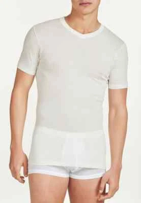 RAGNO 601598 Maglietta Scollo V Uomo Lana e Seta BIANCO-NERO-BLU-VAPORE - Immagine 1 di 4