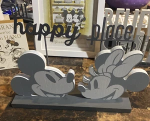 Hallmark Wood Desk Plaque Mickey & Minnie Our Happy Place - Picture 1 of 5