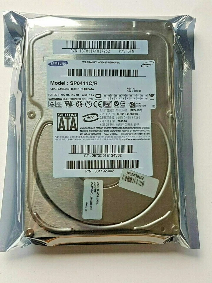 40 GB SATA Samsung Spinpoint SP0411C/R PL40 7200rpm HDD 2MB 3,5 " Hard Drive New - Image 1 of 1