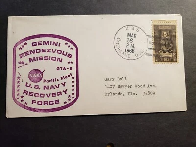 USS COCHRANE DDG-21 Naval Cover 1966 GEMINI SPACE GTA-8 Cachet - Image 1 of 2