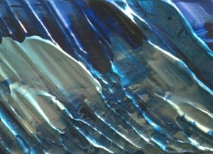 MIDNIGHT BLUE OCEAN Acrylic Metallic ACEO Painting 2.5"x3.5" Art Julia Garcia - Picture 1 of 2