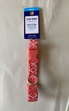 NEW! Top Paw Pink Woven Dog Nylon Adjustable Collar Small 10-14in