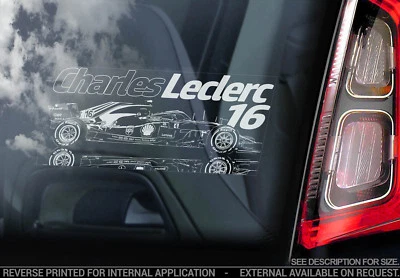 STICKER INTERNATIONAL Charles Leclerc #16 - Adesivo Finestrino Auto - Insegna Decalcomania Ferrari Formula 1 F1 - V01