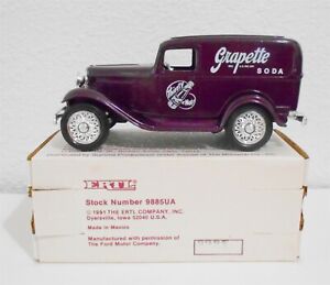 GRAPETTE SODA #1 1932 FORD PANEL DELIVERY TRUCK 1991 DIECAST ERTL BANK #9885
