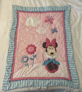 Manta de bebé Disney Minnie Mouse ~ tamaño 30 in x 40 in Butterfly Flower Cloud - Imagen 1 de 7