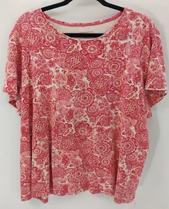 Charter Club Damen weich bequem 100 % Pima Baumwolle rot & rosa Paisley Top - Bild 1 von 8