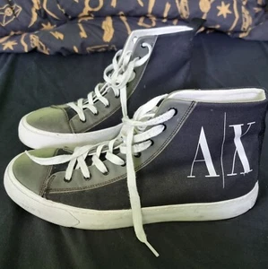 Mens Black White & Grey Hi Top Sneakers Trainers Shoes UK9 Armani Exchange - Picture 1 of 5