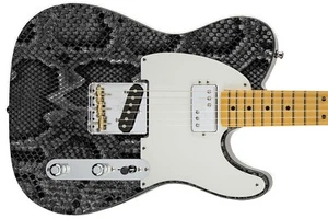 Guitar Skin Axe Wrap Bass Reface DIY Ashbury Black & White Anaconda Snake 1054 - Picture 1 of 13