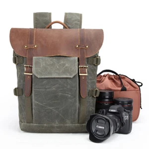 Camera Backpack Canvas SLR DSLR Large Waterproof Camera Travel Bag Len Organizer - Picture 1 of 25