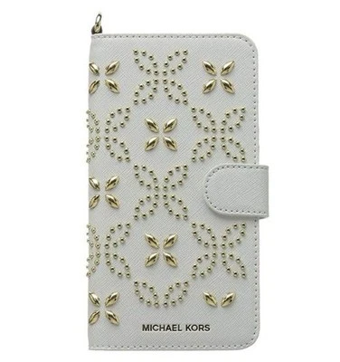 MICHAEL KORS iPhone 7 Plus Micro Tachuelas Electrónico Cuero Folio Teléfono Estuche Foto 1 de 4