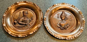 Pair of Copper Plates embossed decor art in wall hanging Free Shipping! - Picture 1 of 6