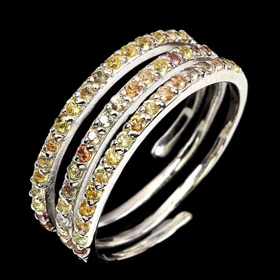 Anello in argento sterling 925 zaffiro tondo gemma naturale gioiello misura... - Immagine 1 di 4