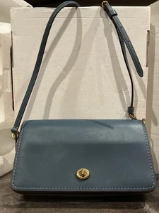 Vintage Coach 20215 dinky blau handschuhgegerbtes Leder mit Kiss Lock Kleingeldbörse innen - Bild 1 von 24