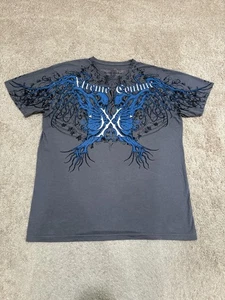 Y2K 2000s Extreme Couture Men’s Grunge AOP Cyber T-Shirt Size 2XL - Picture 1 of 5