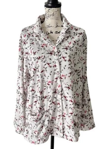 Lanz Of Salzburg Damen Pyjama Oberteil Blumen Knopfleiste Flanell Kardinal Größe M NEU - Bild 1 von 7
