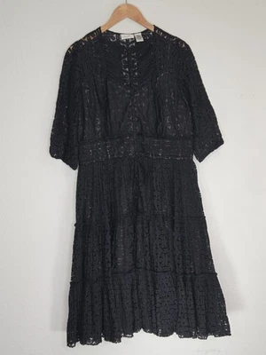 Anthropologie Beguile By Byron Lars Prairie Dusk Black Lace Size 12 Womens - Image 1 of 4