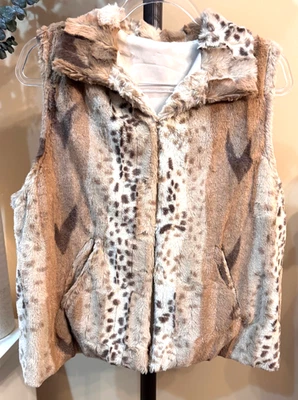 Chaleco de piel sintética suave Cejón gancho sin mangas forrado marfil marrón medio lujoso Foto 1 de 4