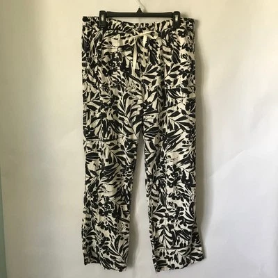 Pantalones para mujer Gloria Vanderbilt mezcla de lino negro blanco tropical sueltos verano medianos Foto 1 de 4