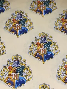 100% Cotton Harry Potter Wizarding World Watercolor Crest Yellow Fabric FQ - Picture 1 of 2