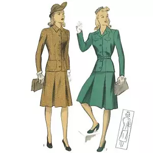 Patrón de costura de la década de 1940: traje de dos piezas para mujer - Imagen 1 de 1