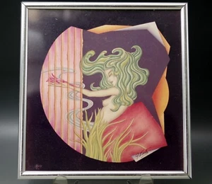 GUSTAVE KAITZ LOTUS BLOSSOM FRAMED SIGNED DECOGRAPH FIRST EDITION ERTE STYLE - Picture 1 of 5