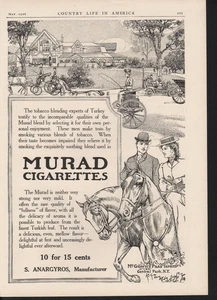 1906 MURAD CIGARETTE HORSE RIDE S ANARGYROS NEW YORK AD11298