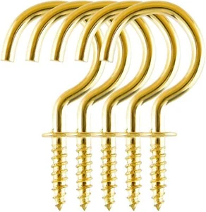 Ganchos atornillados taza de latón dorado metal con hombros techo de cocina taza cobertizo hágalo usted mismo - Imagen 1 de 15