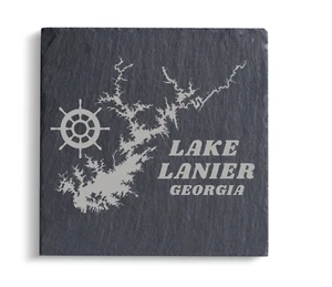 Lake Lanier Georgia Custom Engraved Slate Coasters - Picture 1 of 5