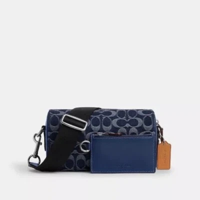 NUEVO Bandolera Coach Axel en Denim Signature CY892 IN Plateado/Demin/azul profundo Foto 1 de 4